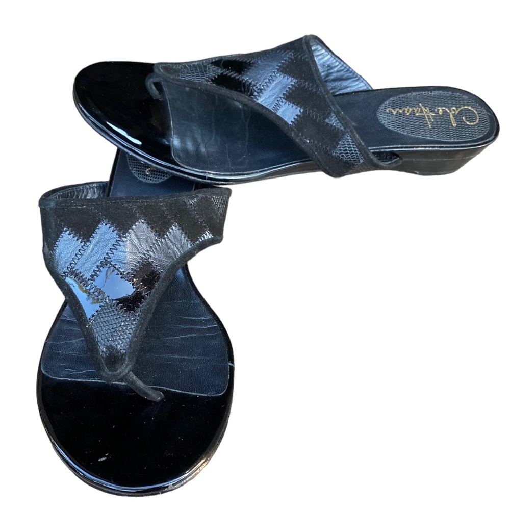 Nike Cole Haan Leather Patchwork Thong Low-Heel Sandals Women's 7B